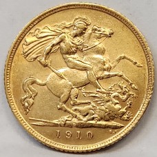 AUSTRALIA 1910 . HALF 1/2 SOVEREIGN . SYDNEY . GOLD